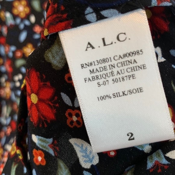 A.L.C. | black Rey Floral silk button down Top - Picture 8 of 8